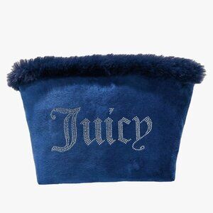 Juicy Couture Velour Cosmetic Bag  "JUICY" in Silver Rhinestones